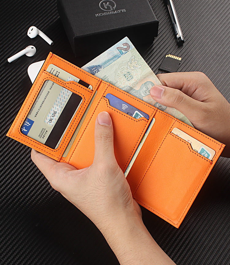 T.D.C. Smart Wallet Card Holder Wallet Leather Wallets Mens Slim Minimalist Wallet Pop Up Design, RFID Blocking Metal Bank Card Case with Coins Pocket, ID Window, Hold up to 9 Cards, Magnet Lock-Black