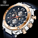 Benyar BY5151 Luxury Men Chronograph Wristwatch Leather Band Quartz Watch
